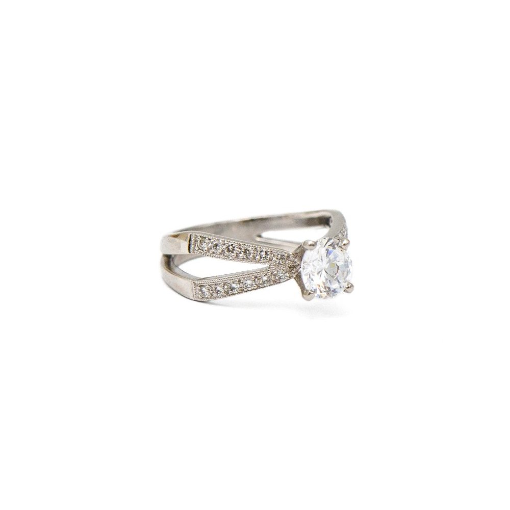Platinum Split Shank Engagement Ring - image 2